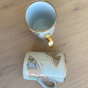 White Ceramic Mugs with Pastel Butterflies (1)
